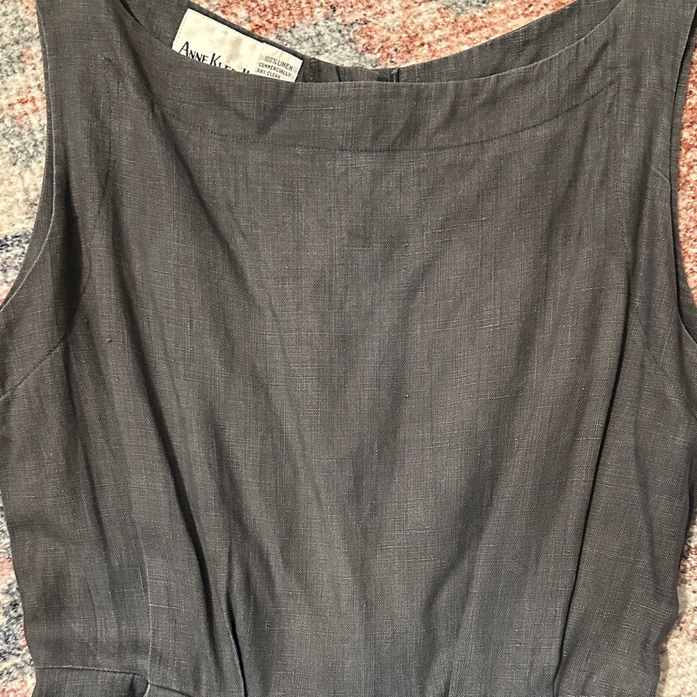 Anne Klein Vintage Charcoal Linen Midi Dress - Picture 3 of 7